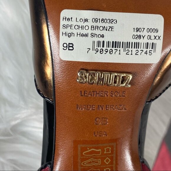 Schutz Women's NIB Spechio Bronze Metallic Suede Stiletto‎ Luxury Pump Size 9B - Picture 10 of 13